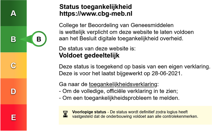 The accessibility label for the website Medicines Evaluation Board